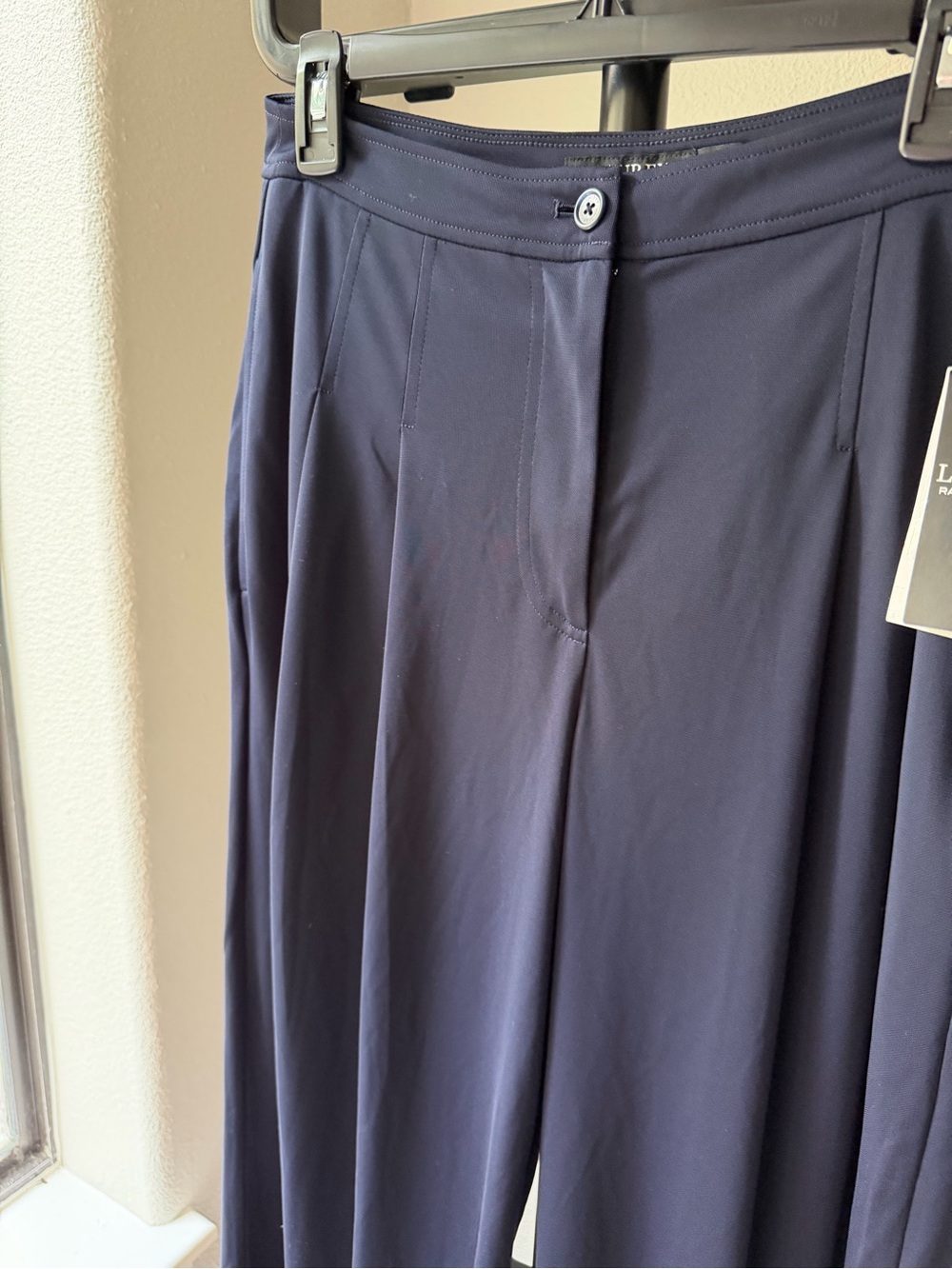 Lauren Ralph Lauren Women's Pleated Stretch Jersey Wide-Leg Pants Navy - Picture 6 of 10